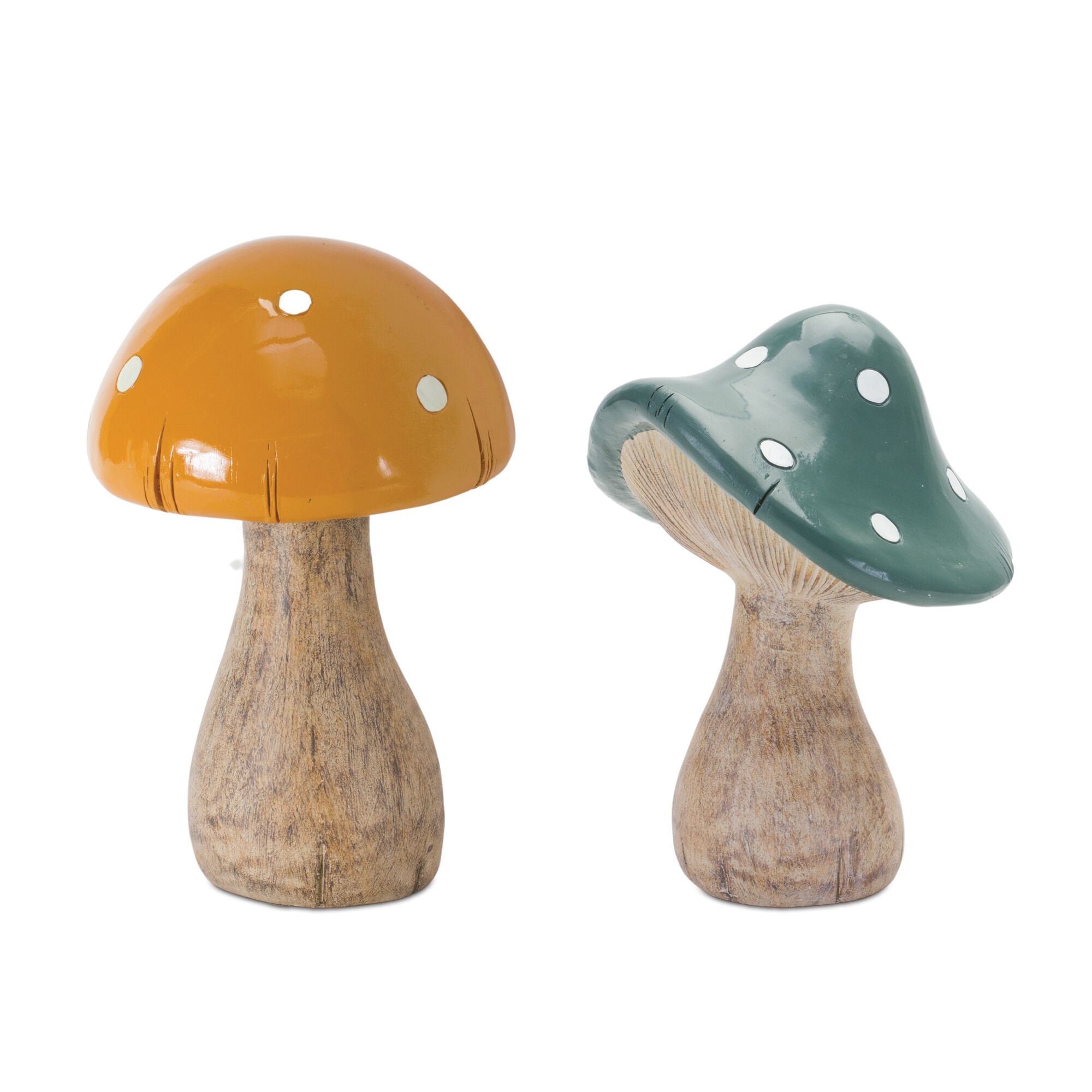 Mushroom (Set of 2) 7.25 inchesH, 8 inchesH Resin, GREEN/BROWN, hi-res image number 0