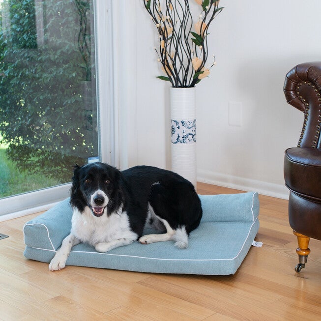 Bolstered Pet Bed Cushion With Memory Foam, Medium SoothIng Blue, , alternate image number null