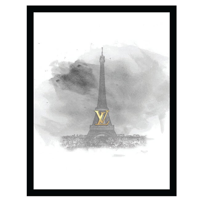 Louis Vuitton Paris Eiffel Tower - Grey / Gold - 14x18 Framed Print, GREY GOLD, hi-res image number 0