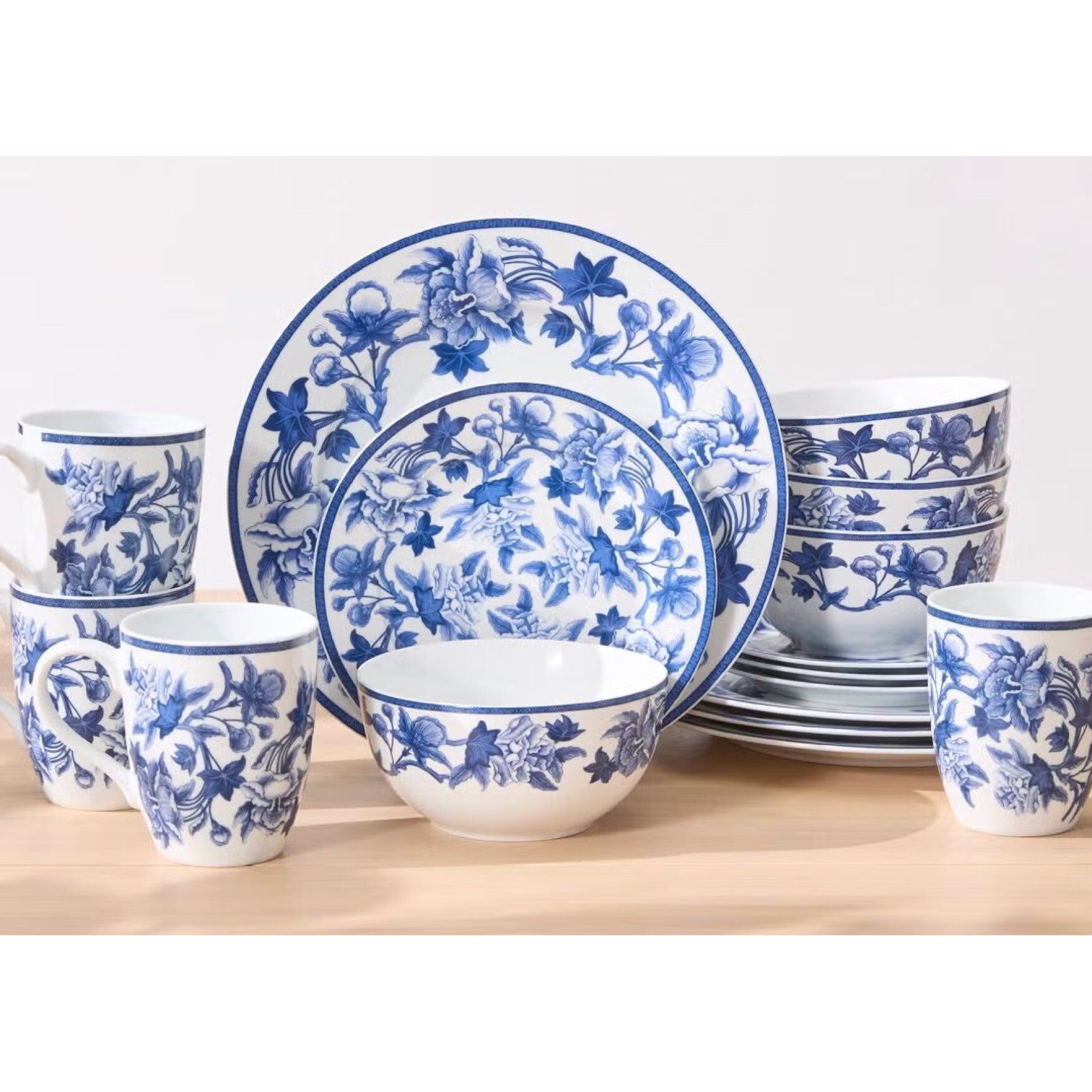 Goodale Vintage Blue 16-Pc. Stoneware Dinnerware Set