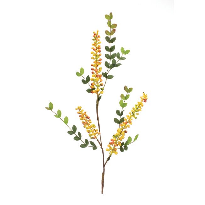 Yellow Berry Foliage Spray (Set of 6), YELLOW/GREEN, hi-res image number null