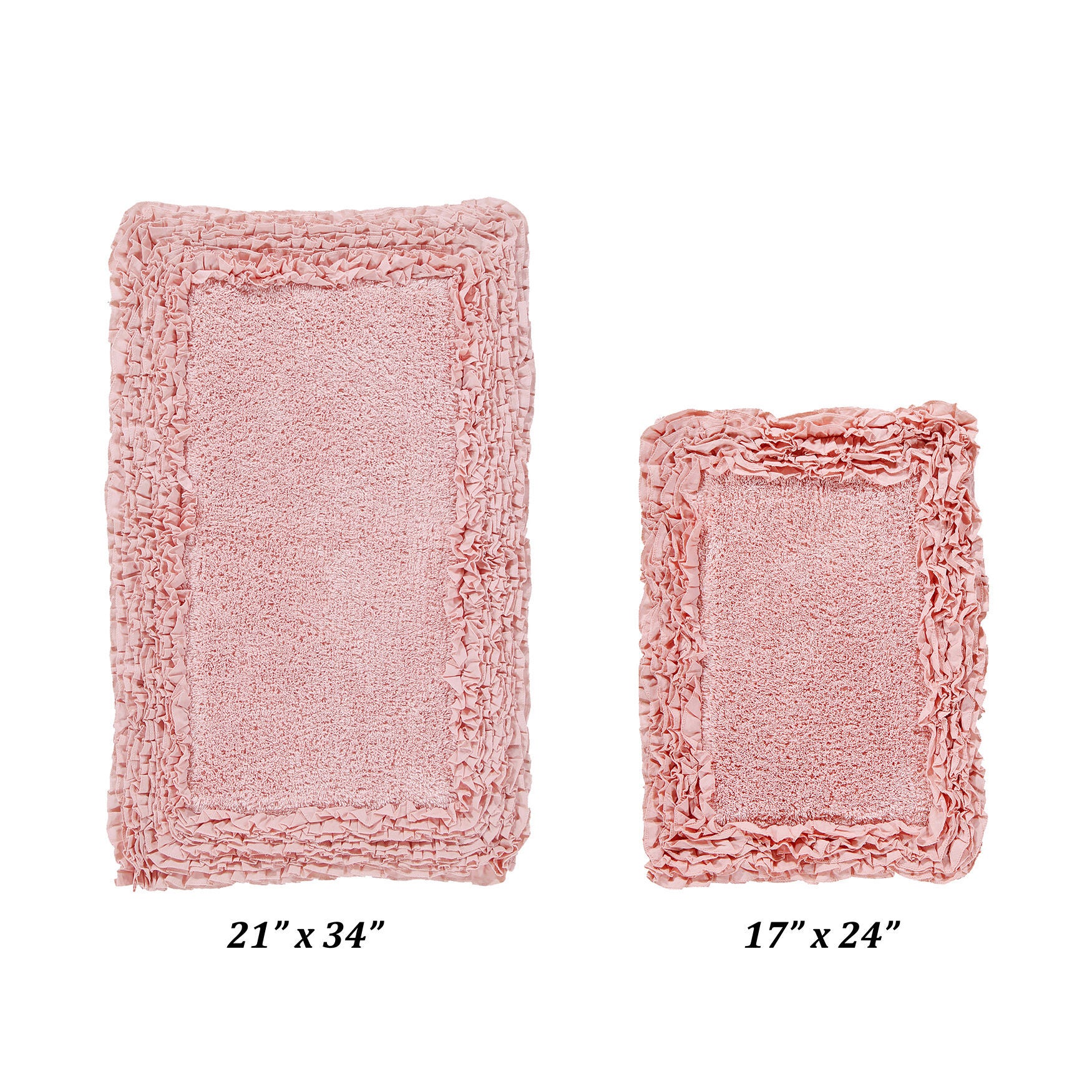 Shaggy Border Bath Rug Mat, 2 Pc Set (17 inches X 24 inches | 21 inches X 34 inches), PINK, hi-res image number 0
