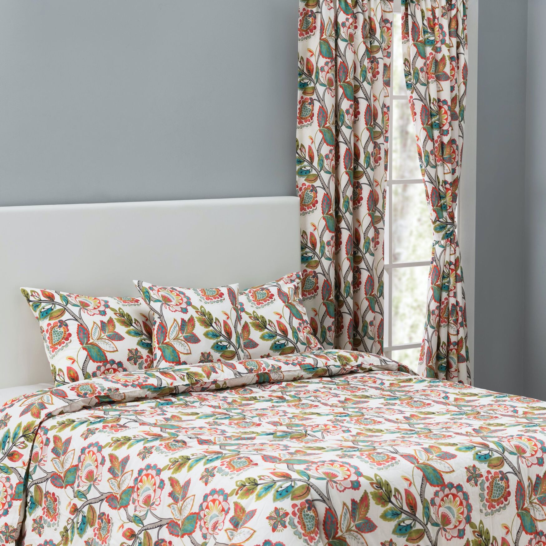 Wynette Multi Colored Jacobean Floral- Comforter Set, MULTI, hi-res image number 0