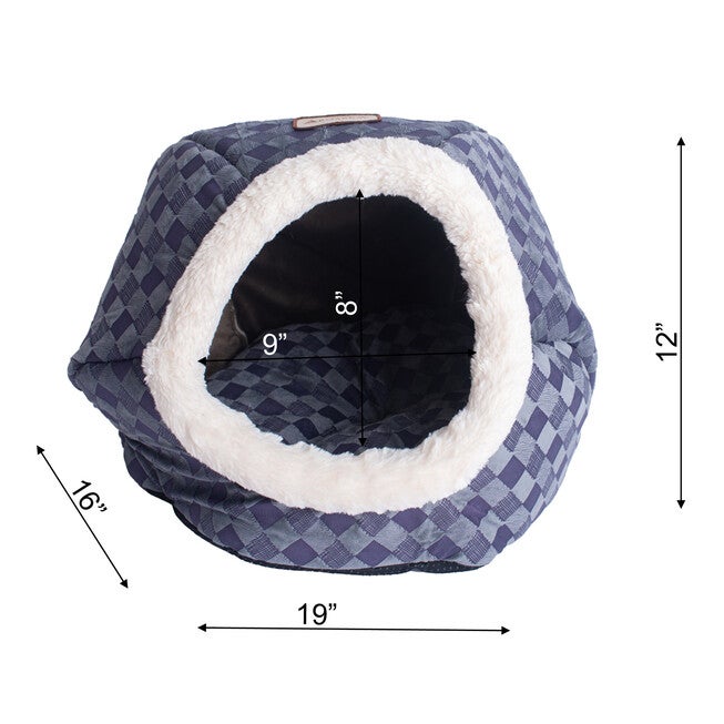 Cuddle Cave Cat Dog Bed, Blue Checkered, , alternate image number 4