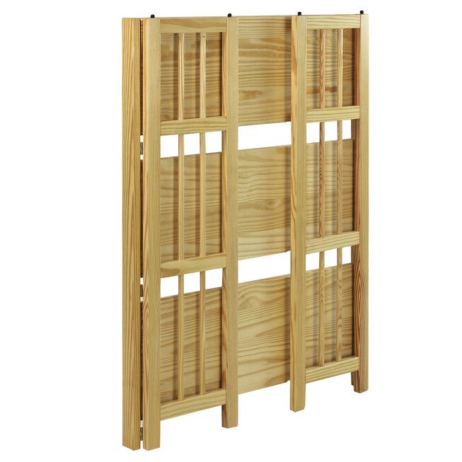 3-Shelf Folding Stackable Bookcase 27.5 inches Wide-Natural, , alternate image number null