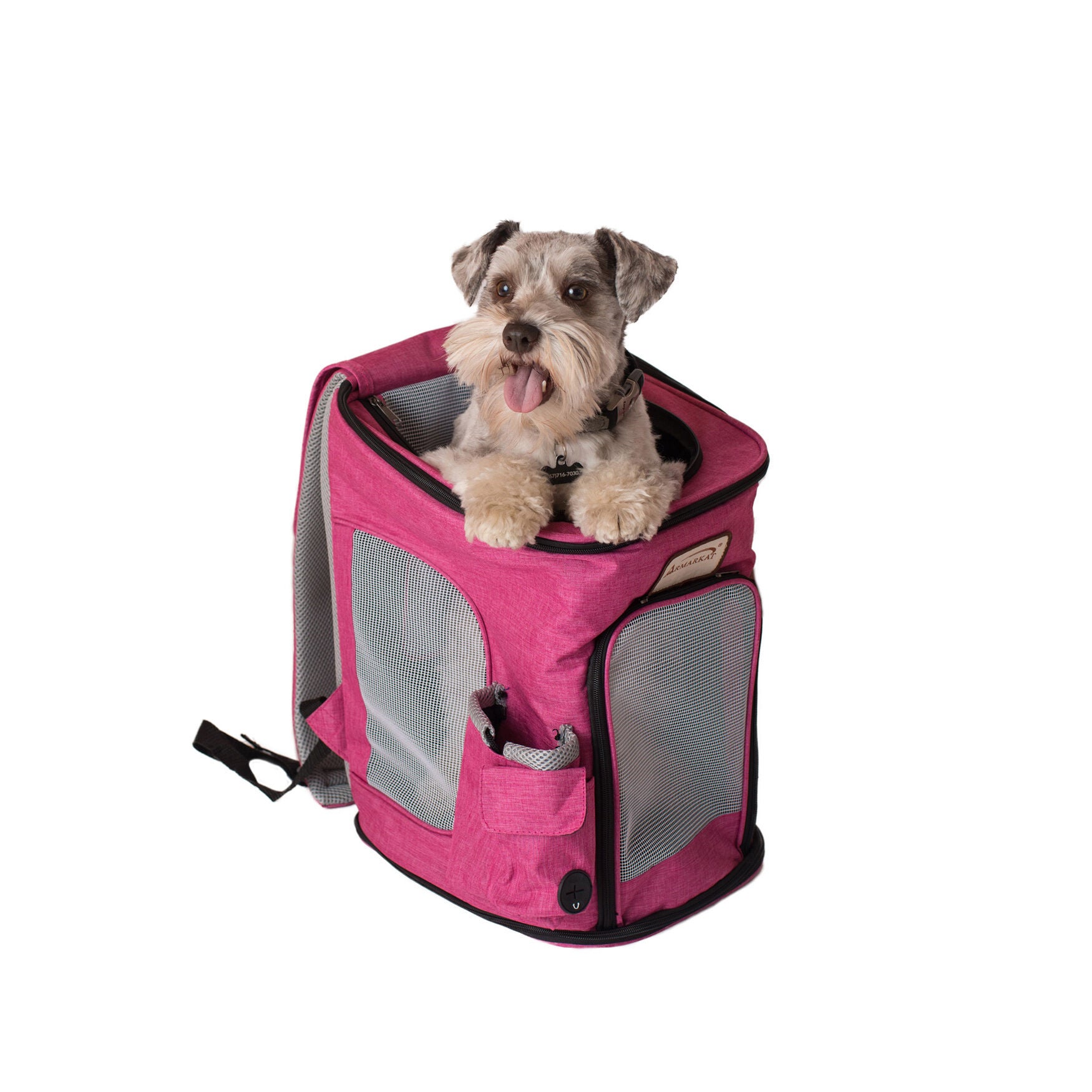 Pet Backpack Pet Carrier In PInk and Gray Combo, PINK, hi-res image number 0