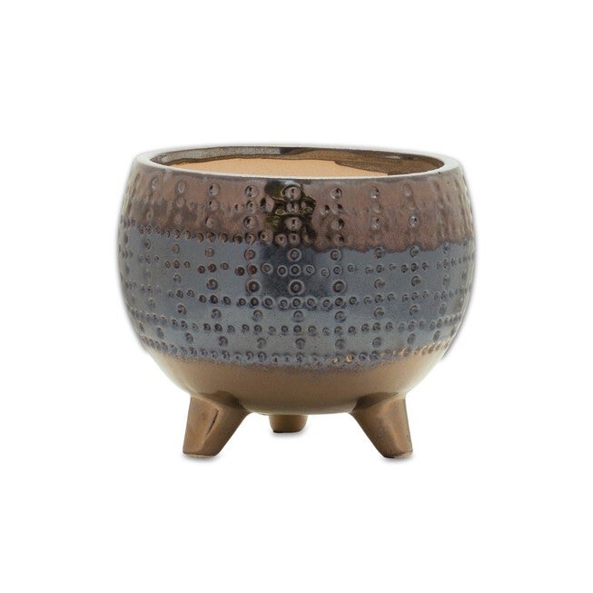 Pot w/Legs 4.5 inchesH Terra Cotta, BLUE/BLACK, hi-res image number 0