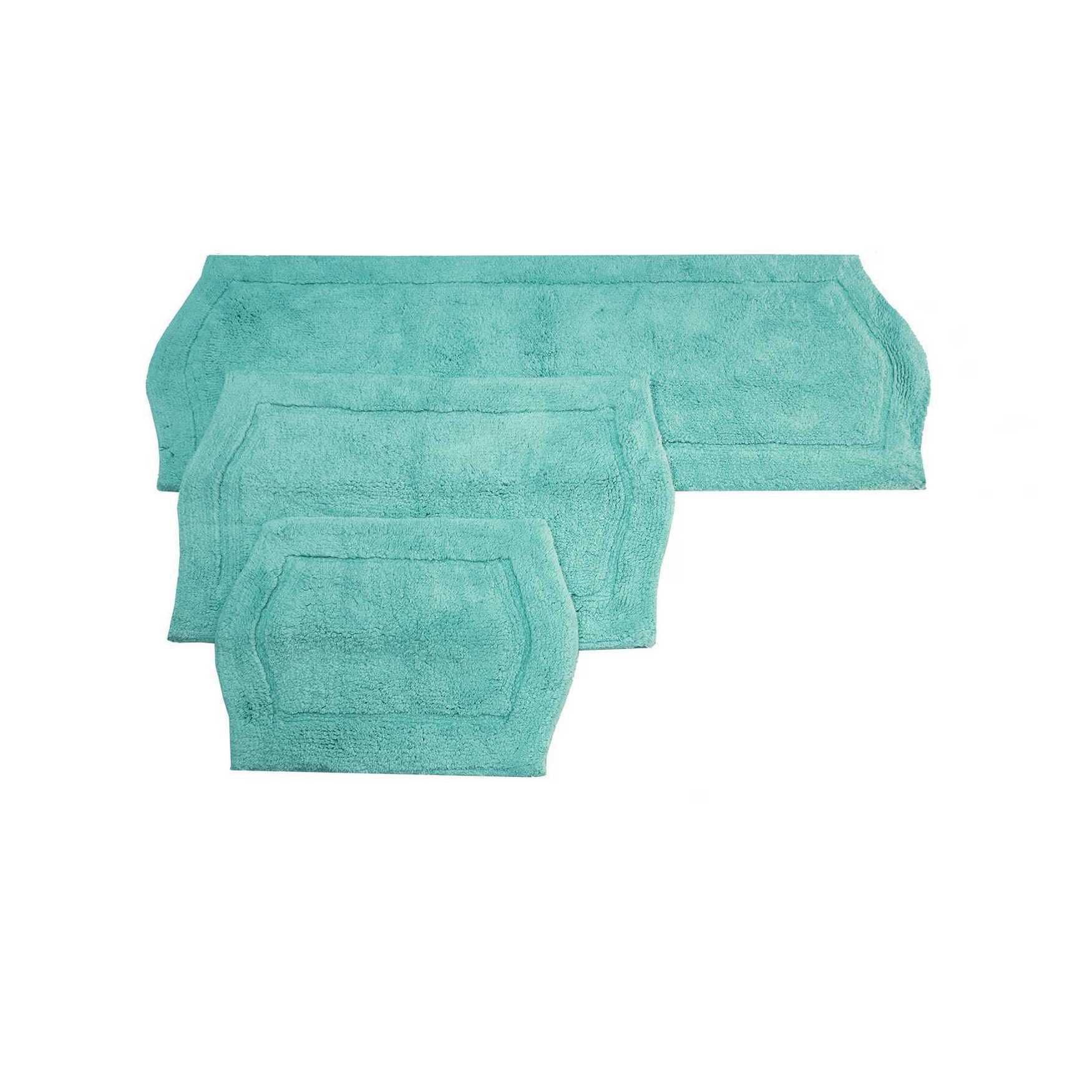 Waterford 3 Piece Set Bath Rug Collection, TURQUOISE, hi-res image number 0