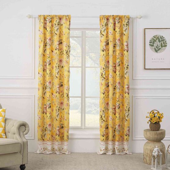 Finley Yellow Curtain Panel Pair, YELLOW, hi-res image number null