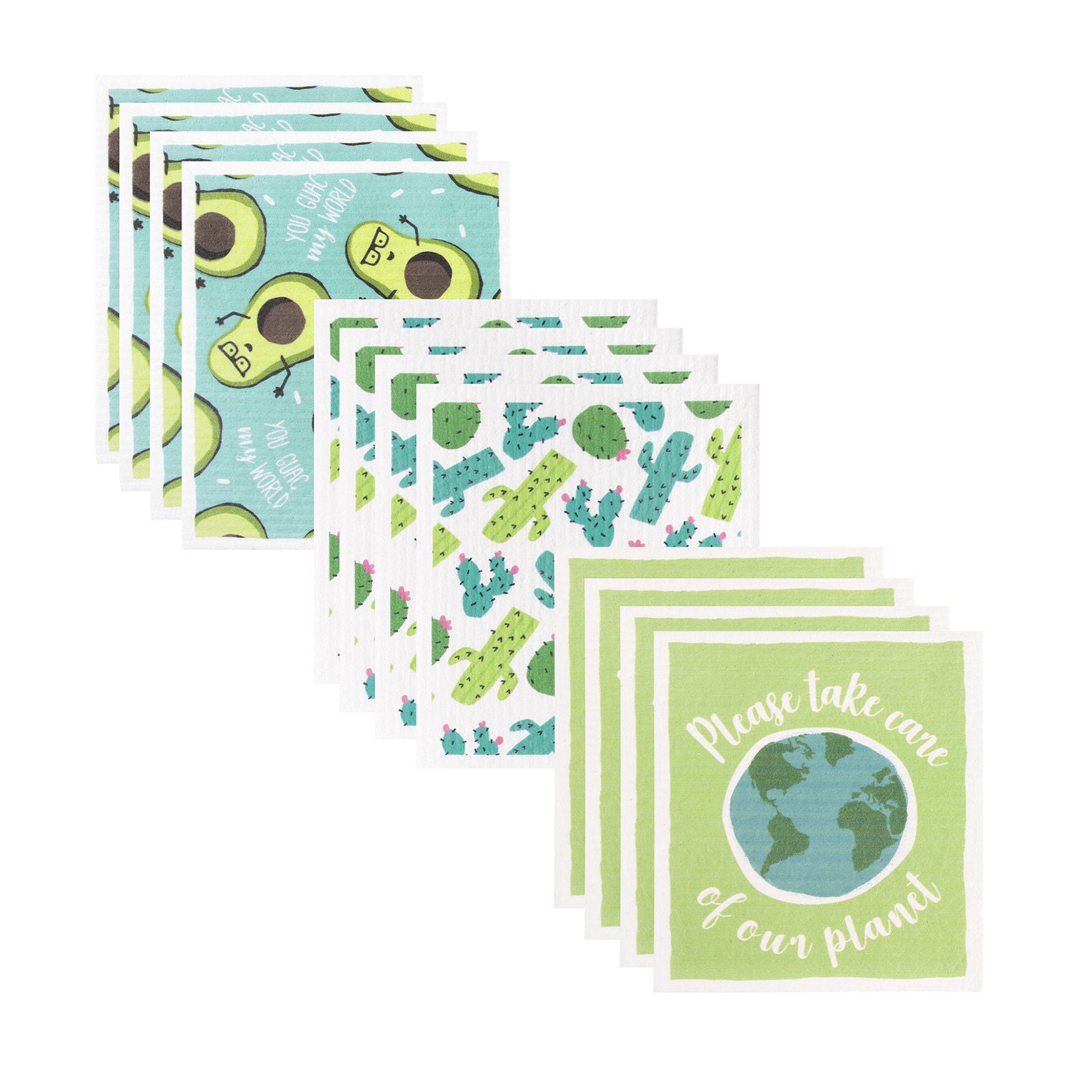 Swedish Sponge Cloths, Set Of 12 Dish Cloth, GREEN, hi-res image number 0