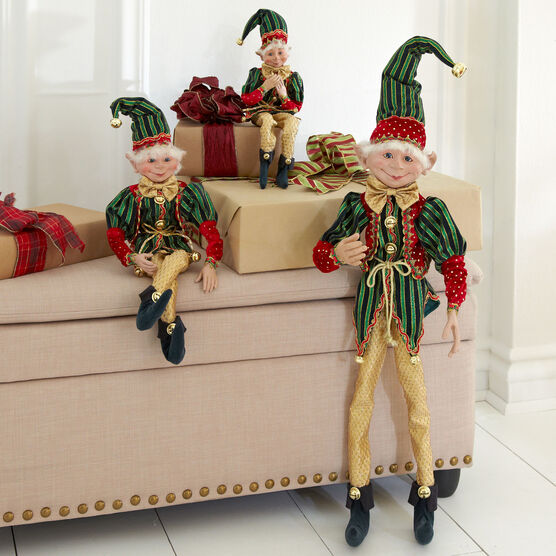 38"H Posable Christmas Elf, RED GREEN GOLD, hi-res image number null
