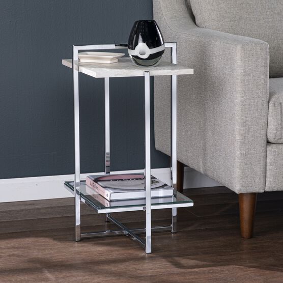 Libston Faux Marble Side Table, SILVER, hi-res image number null