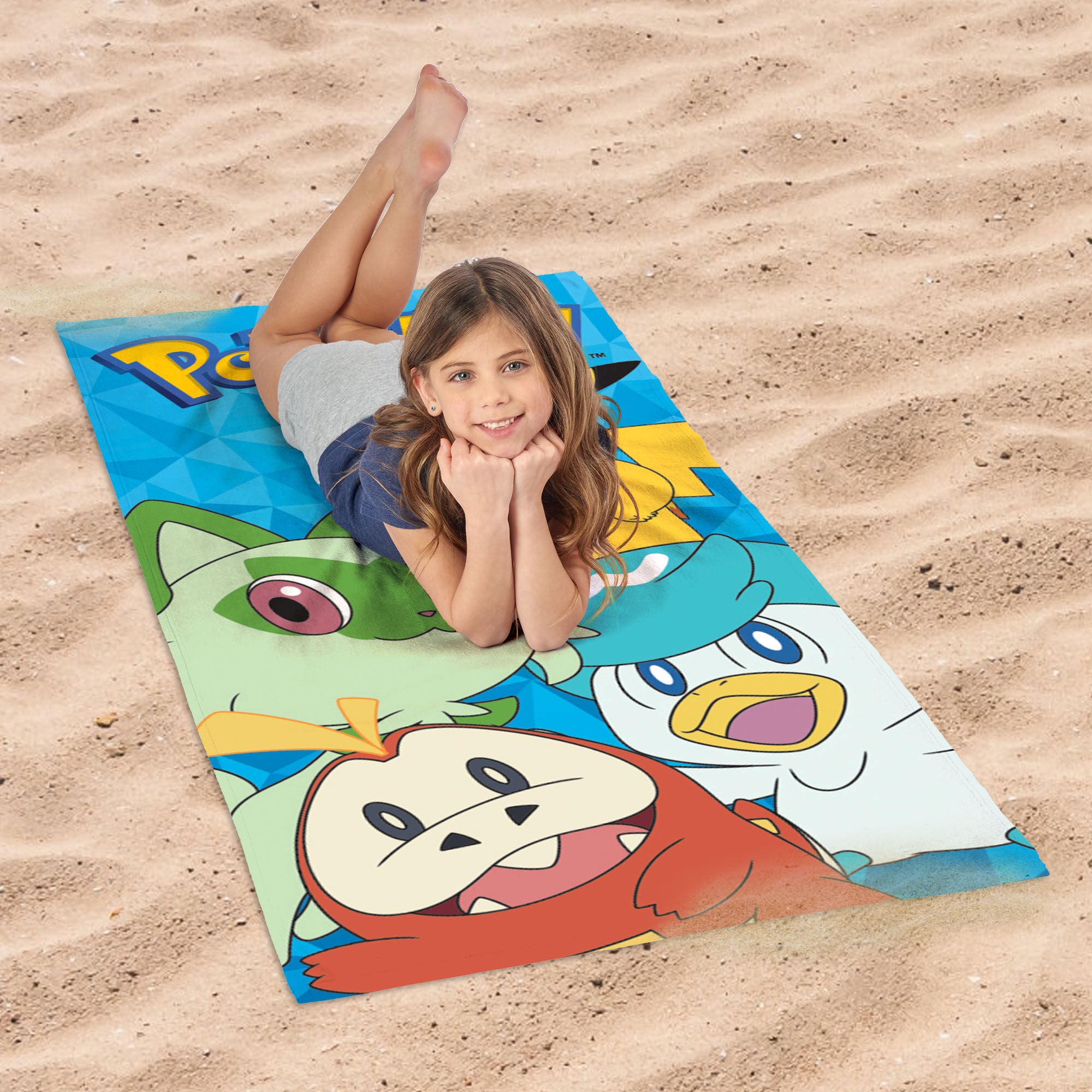 Pokemon Power Group Microfiber Beach Towel 30x60 inches, MULTI, alternate image number 1