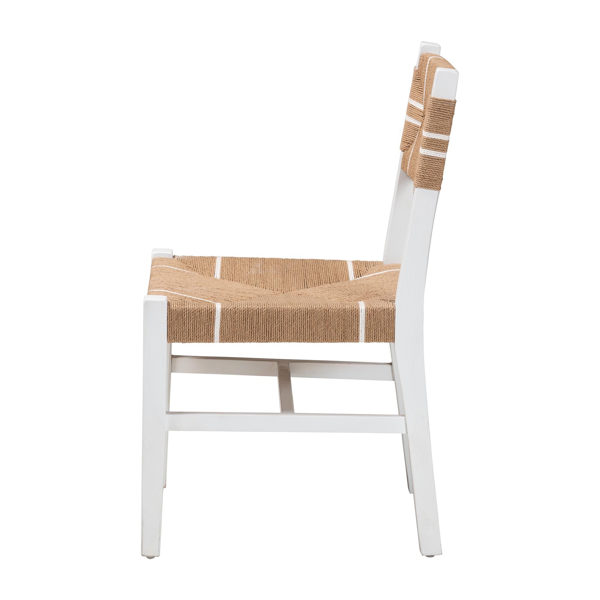 Talli Bohemian Paper Loom and White Mahogany Wood Dining Chair, BROWN, alternate image number 3