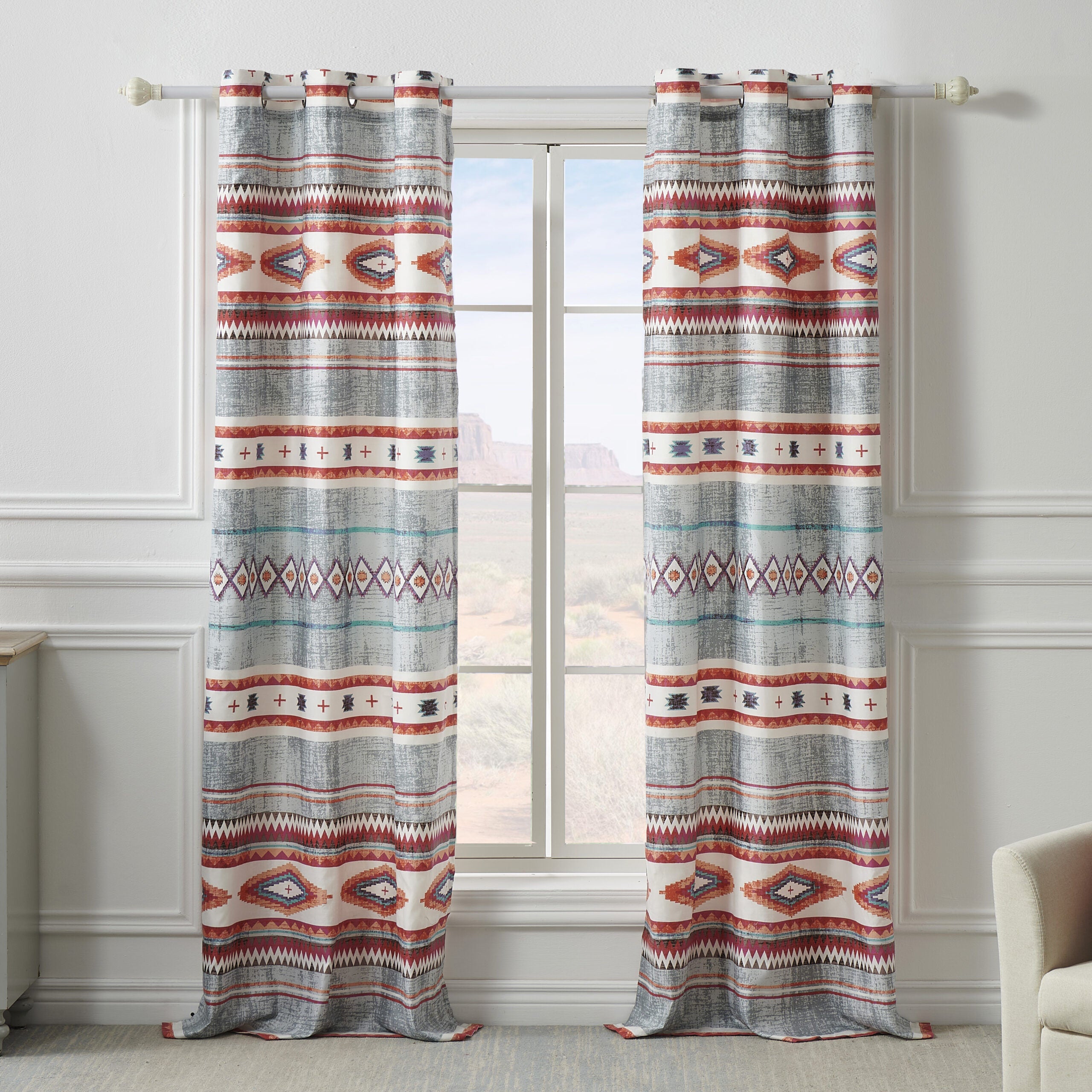 Kiva Window Curtain Panels, Set of 2, 84 inches, STONE, alternate image number 2