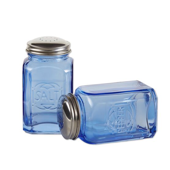 Retro Glass Salt & Pepper Set - Blue, , on-hover image number null