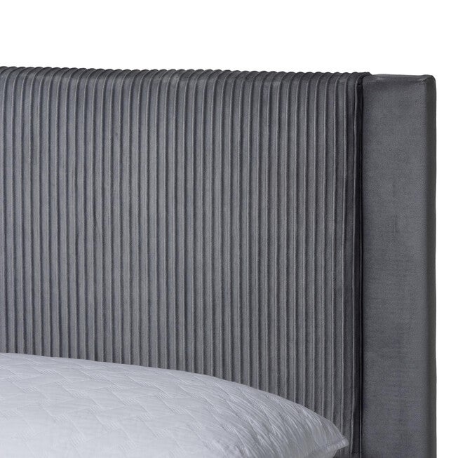 Elora Modern Pleated Velvet Queen Size Storage Bed, GREY, alternate image number 6