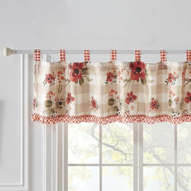Wheatly Ruffled Gingham Window Valance, TRUFFLE, hi-res image number null