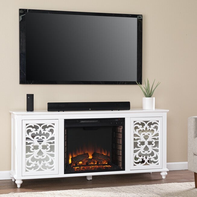 Maldina Electric Fireplace W Media Storage, WHITE, hi-res image number null
