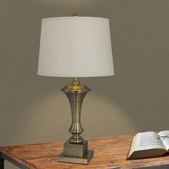 29" Antique Brass Metal Table Lamp