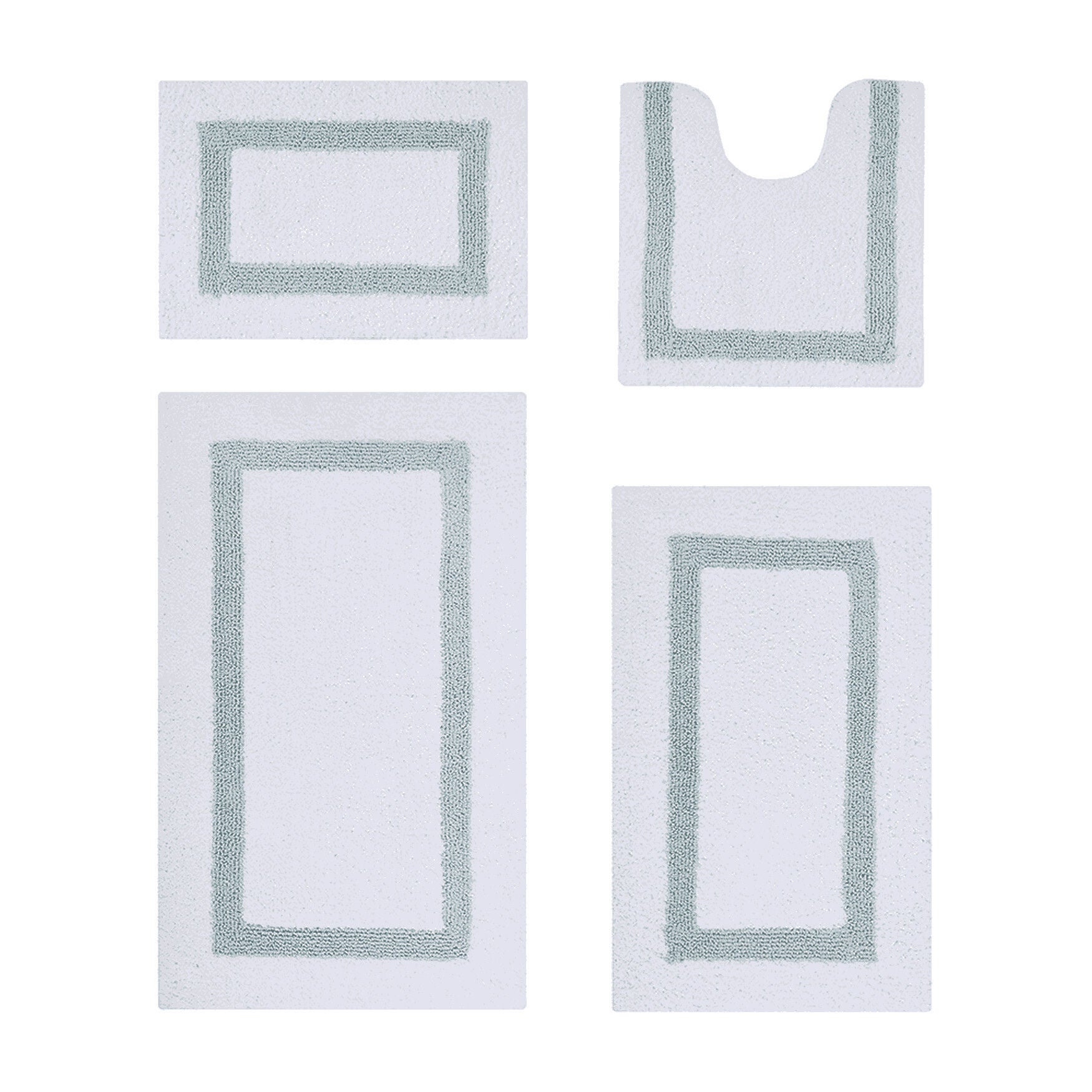 Hotel Collection 100% Cotton 4 Piece (17 inches X 24 inches | 20 inches X 20 inches | 21 inches X 34 inches | 24 inches X 40 inches) Bath Rug Set, WHITE BLUE, hi-res image number 0