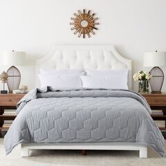 Honeycomb Down Alternative Blanket, Gray/ White