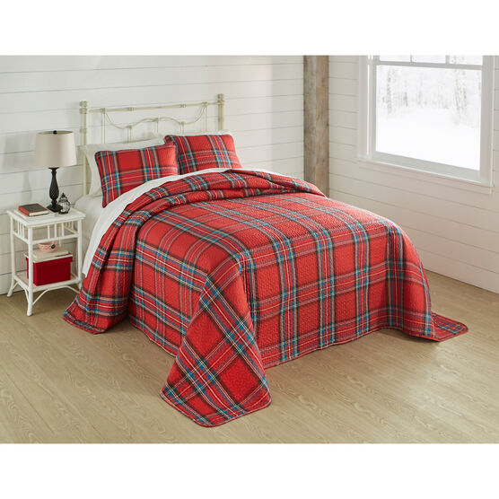 3-Pc. Christmas Bedspread Set, RED GREEN PLAID, hi-res image number null