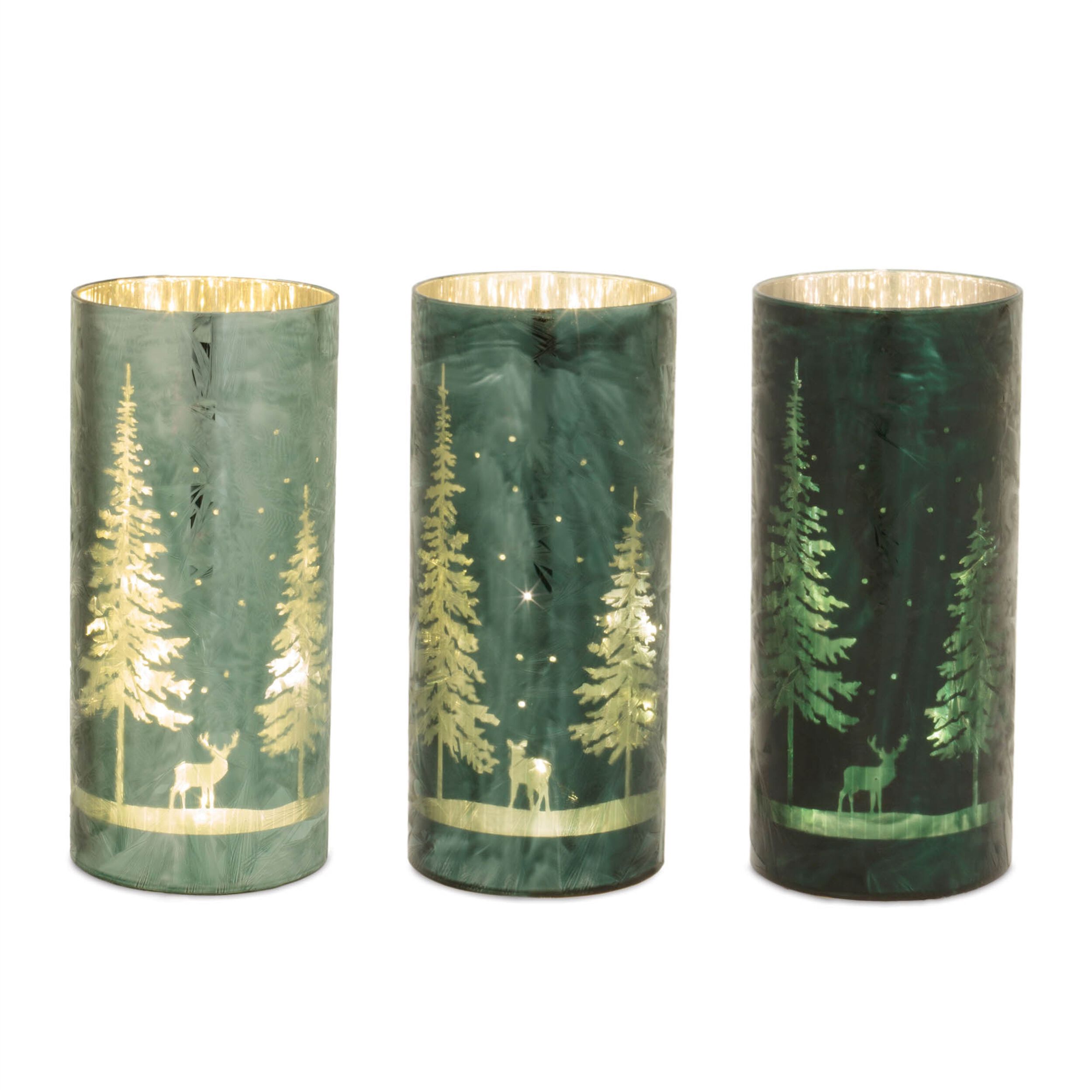 LED Pine Tree Luminary (Set of 3), GREEN, hi-res image number 0