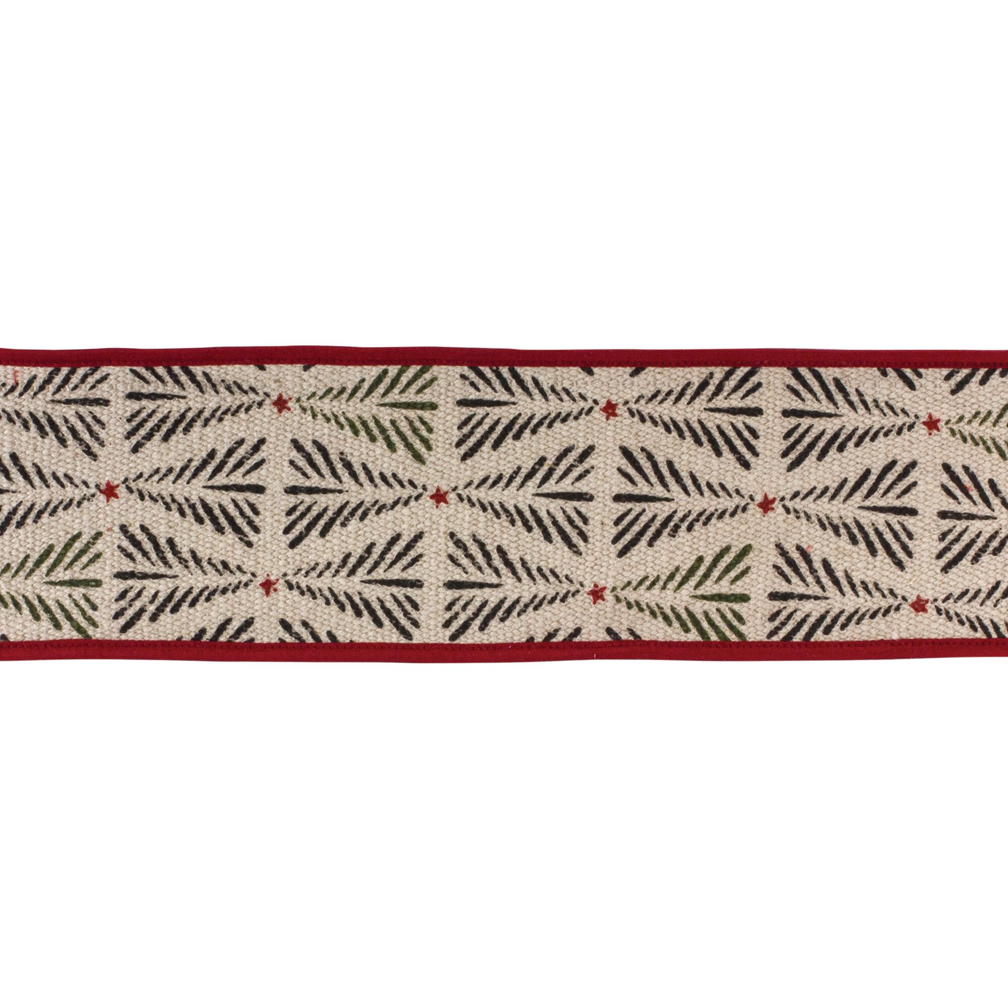 Rustic Holiday Pine Ribbon 4 inches x 5 yds., BLACK BEIGE, hi-res image number 0