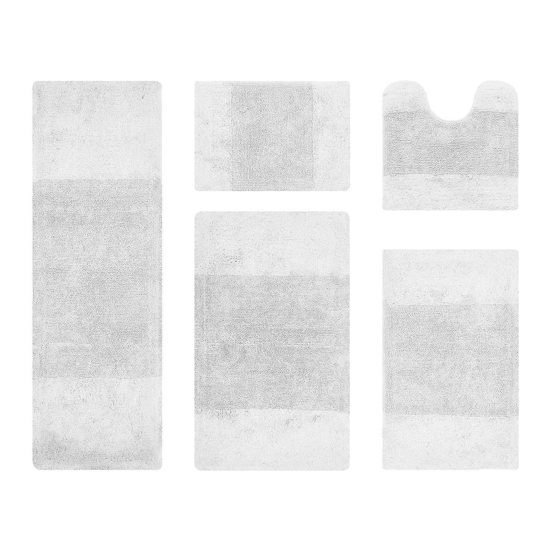 Granada Collection 100% Cotton 5 Piece (17 inches X 24 inches | 20 inches X 20 inches | 21 inches X 34 inches | 24 inches X 40 inches | 20 inches X 60 inches) Bath Rug Set, WHITE, hi-res image number 0