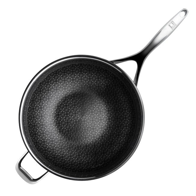 LIVWELL DiamondClad™ 12 inches Hybrid Nonstick Stainless Steel Wok Pan, Dishwasher Safe, PFOA-free – Silver/Black, SILVER, alternate image number 3