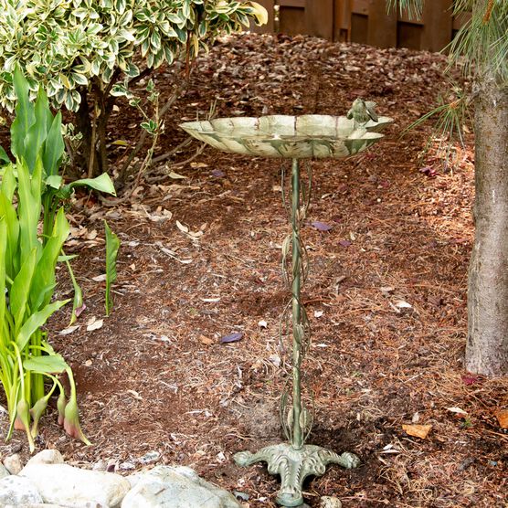 Verdigris Leaf Birdbath, , alternate image number null
