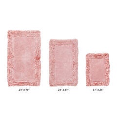 Shaggy Border Bath Rug Mat, 3 Pc Set, (17" X 24" | 21" X 34" | 24" X 40")