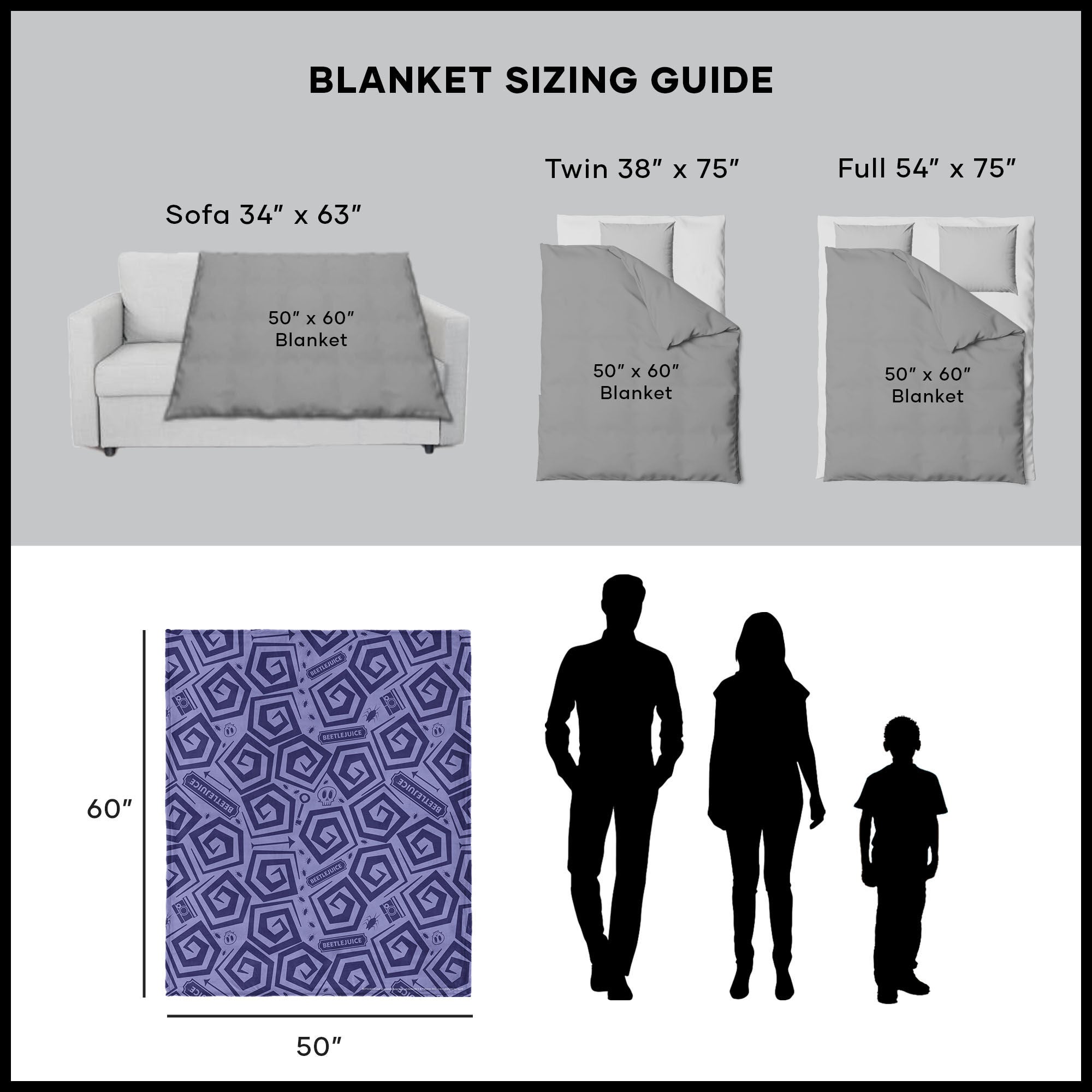 Warner Bros. Beetlejuice Creepy Crawlies Silk Touch Sherpa Throw Blanket 50X60 Inches, PURPLE, alternate image number 5