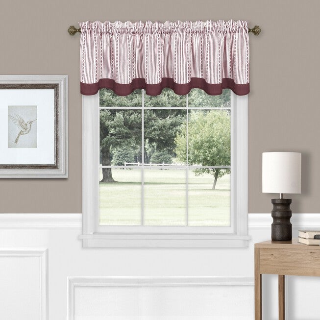 Westport Window Curtain Tier Pair and Valance Set, BURGUNDY, hi-res image number 0