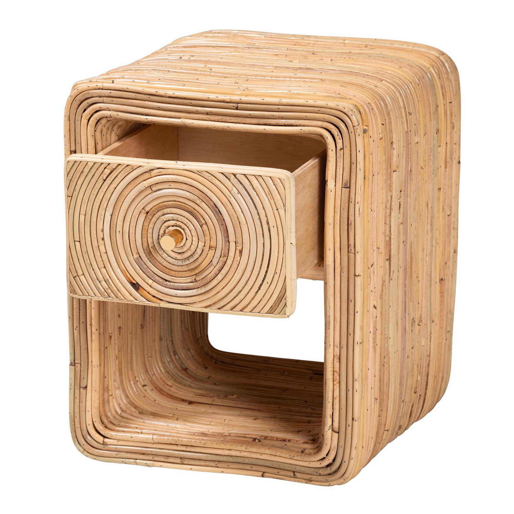 Rosina Bohemian Natural Rattan 1-Drawer Nightstand, , on-hover image number 1