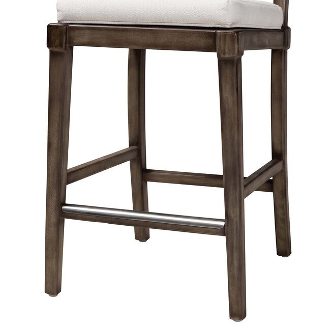 Porsha Modern Bohemian Dark Brown Finished Mahogany Wood And Natural Rattan Counter Stool, , alternate image number 5