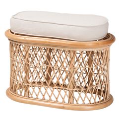 Ladonna Bohemian Natural Rattan Ottoman Footstool