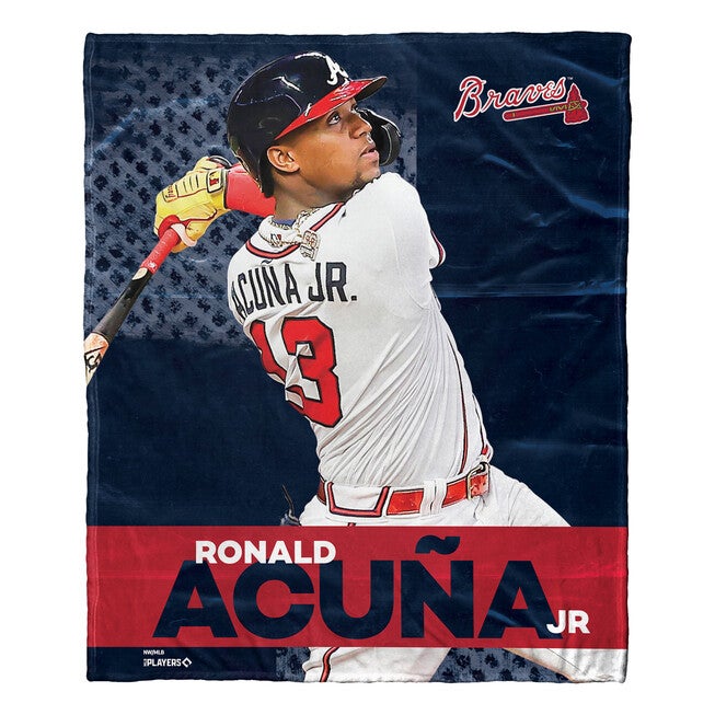 Mlb 575 Braves- Ronald Acuma Jr Silk Touch Throw Blanket, MULTI, hi-res image number 0