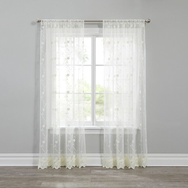 Melody Vine Rod-Pocket Panel Pair, IVORY, hi-res image number 0
