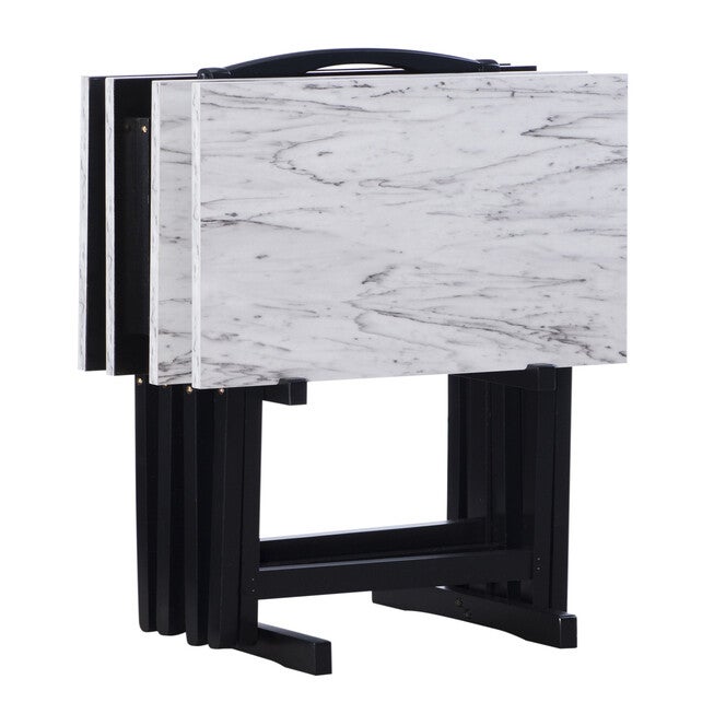 White Faux Marble Tray Set, WHITE, hi-res image number null