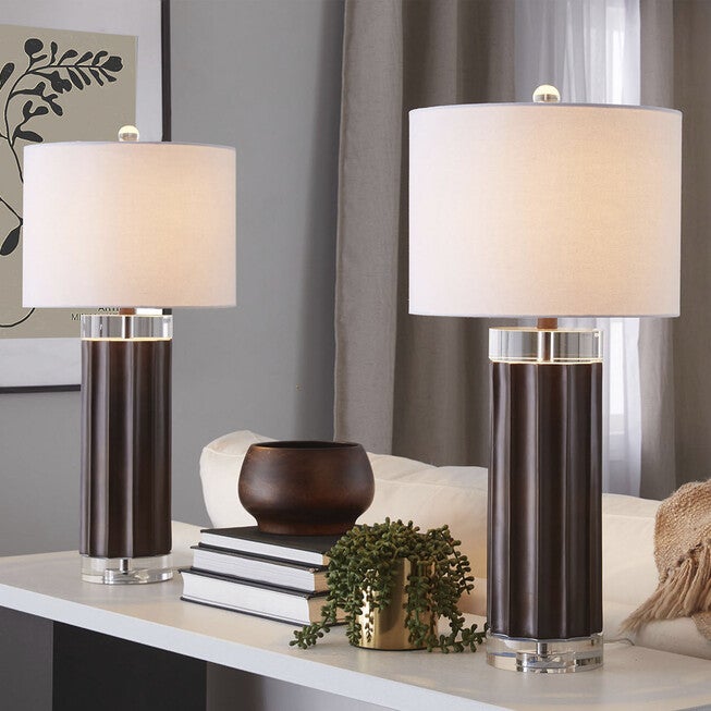 Cylinder Fluted 29.25 inches Polyresin Table Lamp - Set Of 2, , alternate image number 5