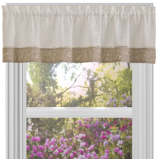 Oakwood 58" x 14" Window Curtain Valance, NATURAL, hi-res image number null