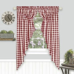Buffalo Check Gathered Swag Window Curtain Pair