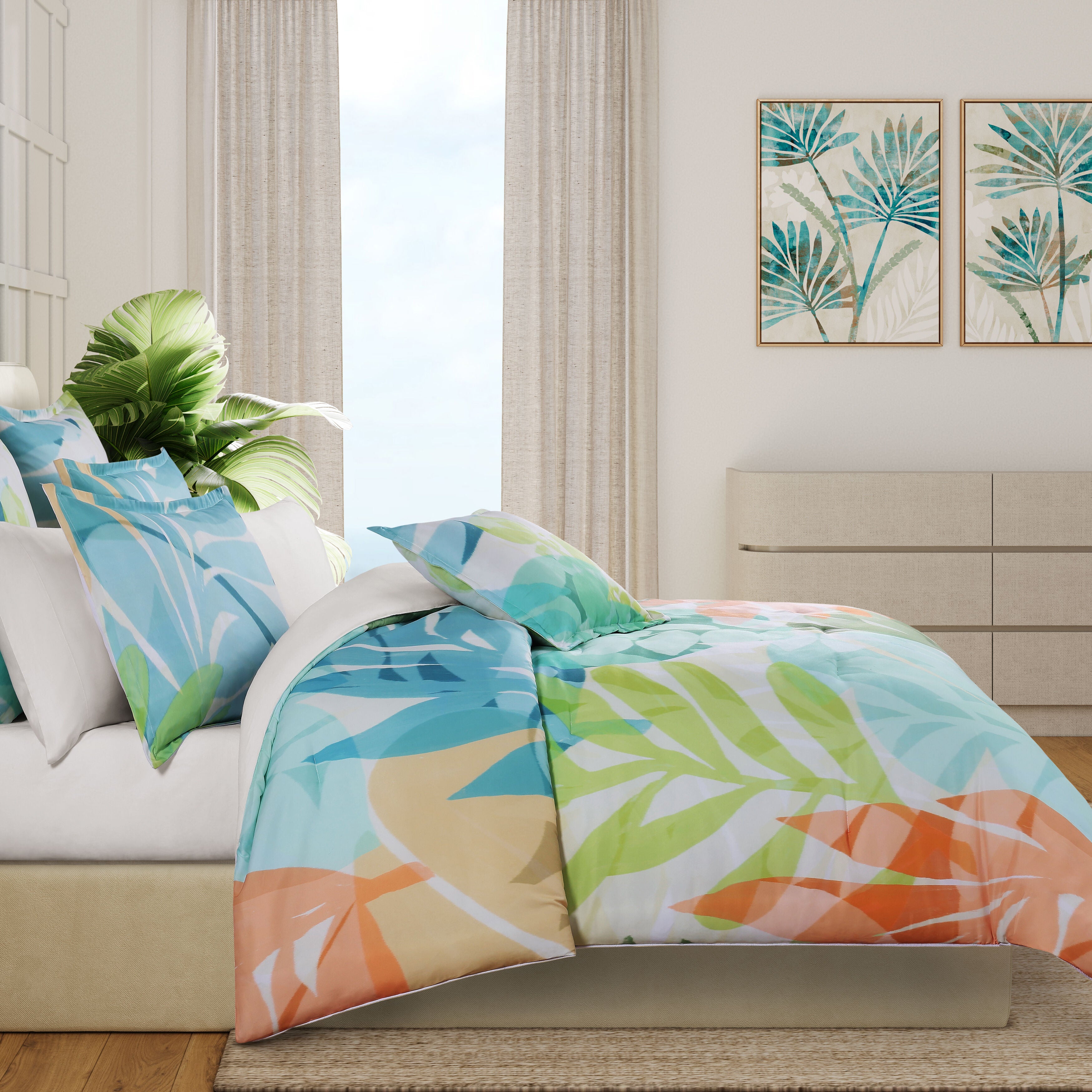 TIKI FULL/QUEEN 3PC. COMFORTER SET, GREEN, alternate image number 1