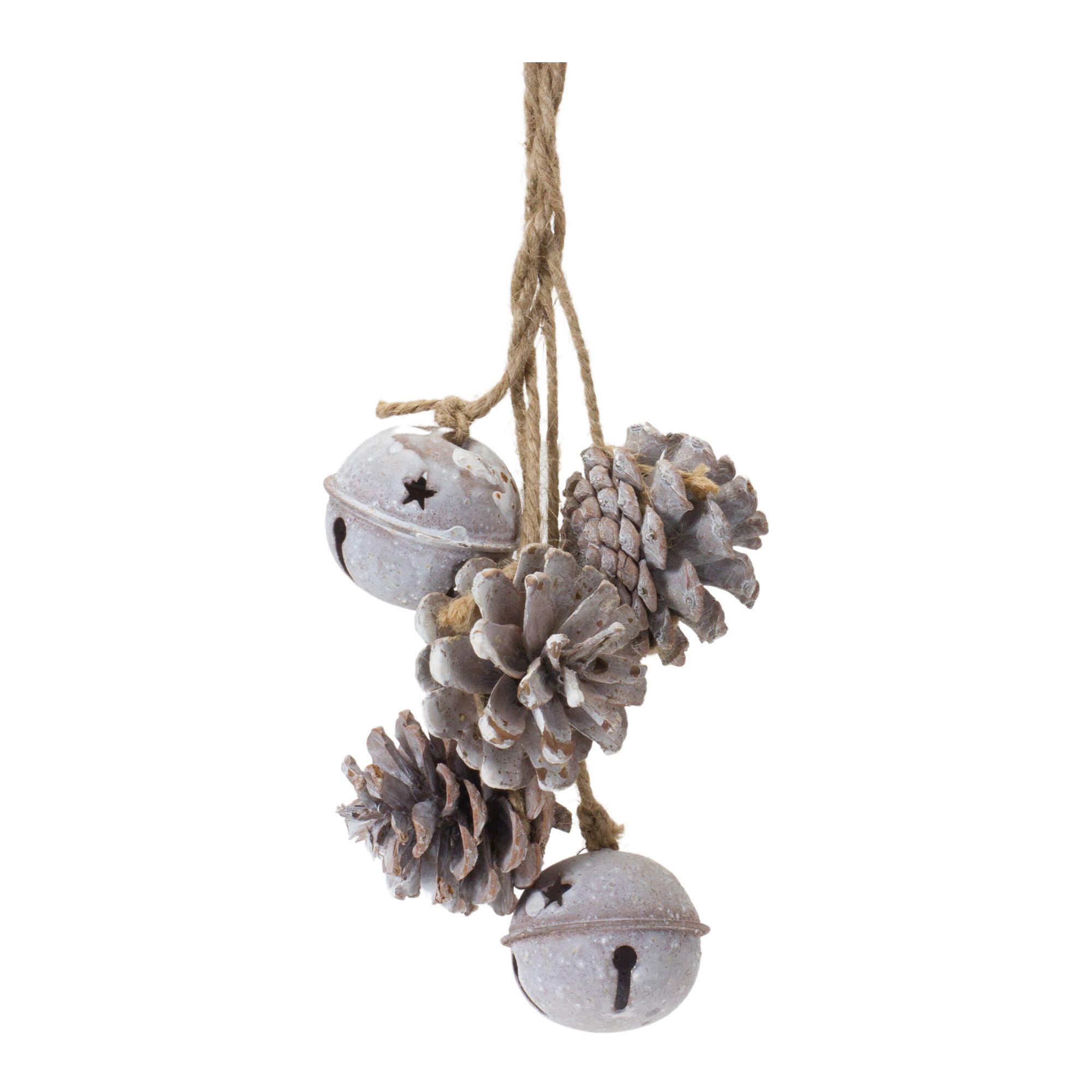 Bell And Pine Cone Ornament (Set of 6), BROWN WHITE, hi-res image number 0