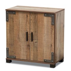Cyrille Farmhouse Rustic Wood 2-Door Shoe Cabinet Furniture