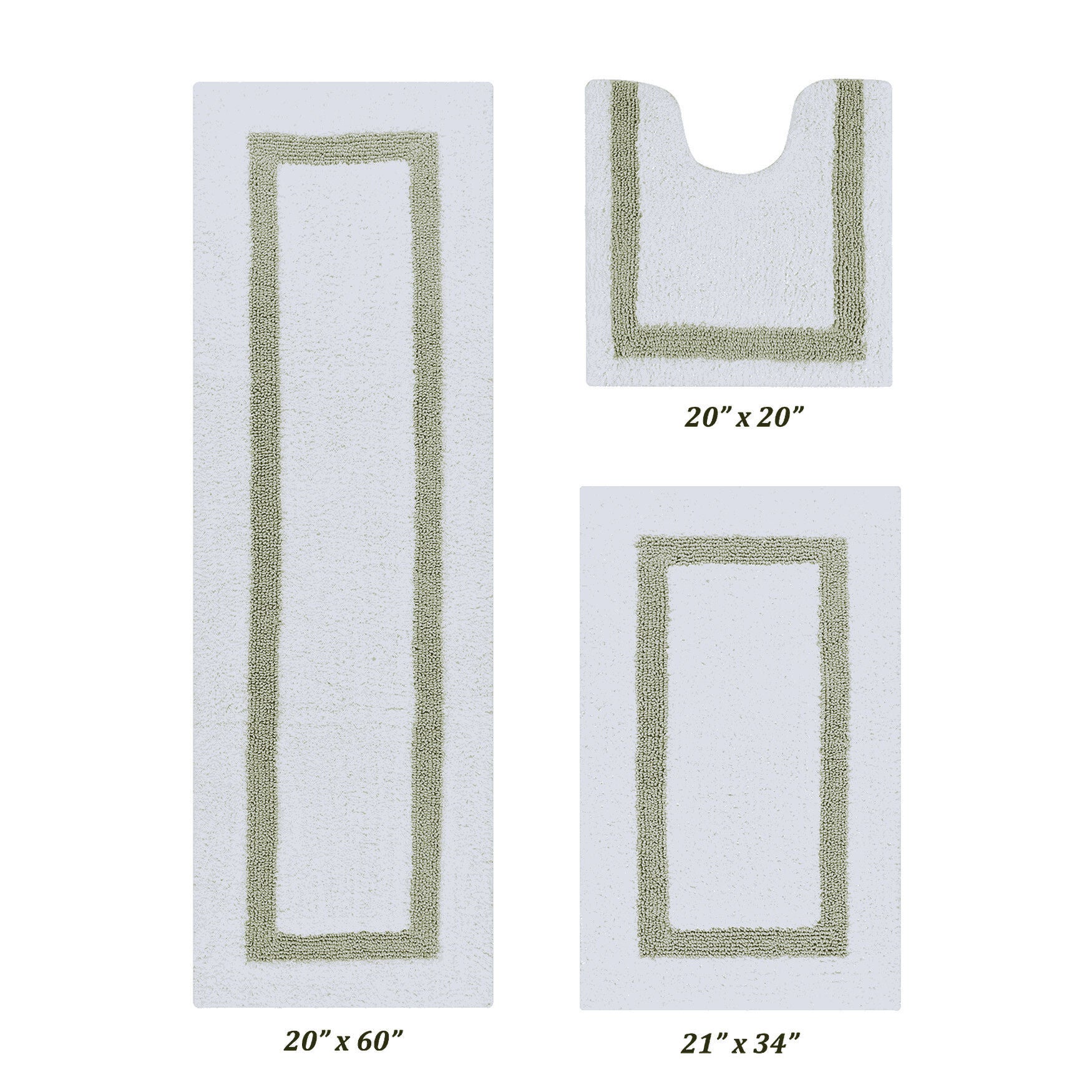 Hotel Collection 100% Cotton 3 Piece (20 inches X 20 inches | 21 inches X 34 inches | 20 inches X 60 inches) Bath Rug Set, WHITE SAGE, hi-res image number 0