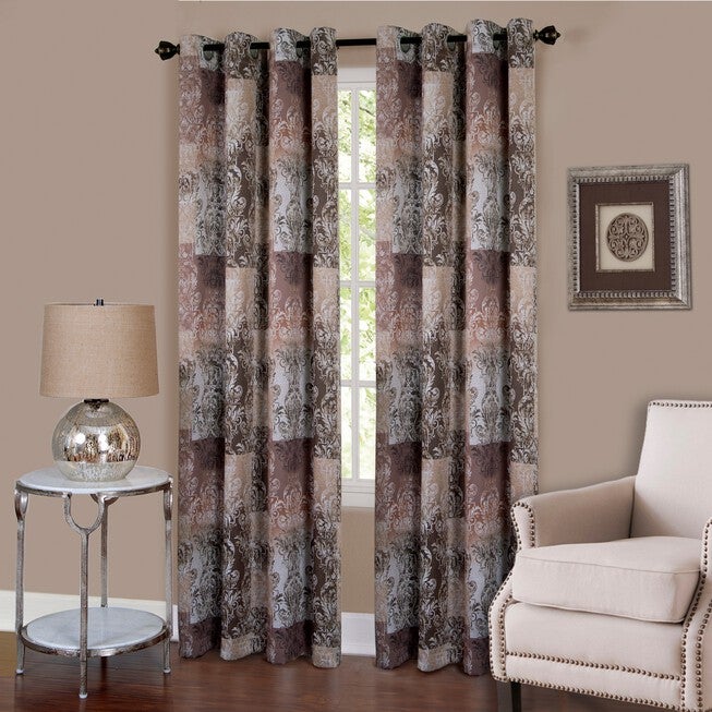 Vogue Grommet Window Curtain Panel, BROWN, hi-res image number 0