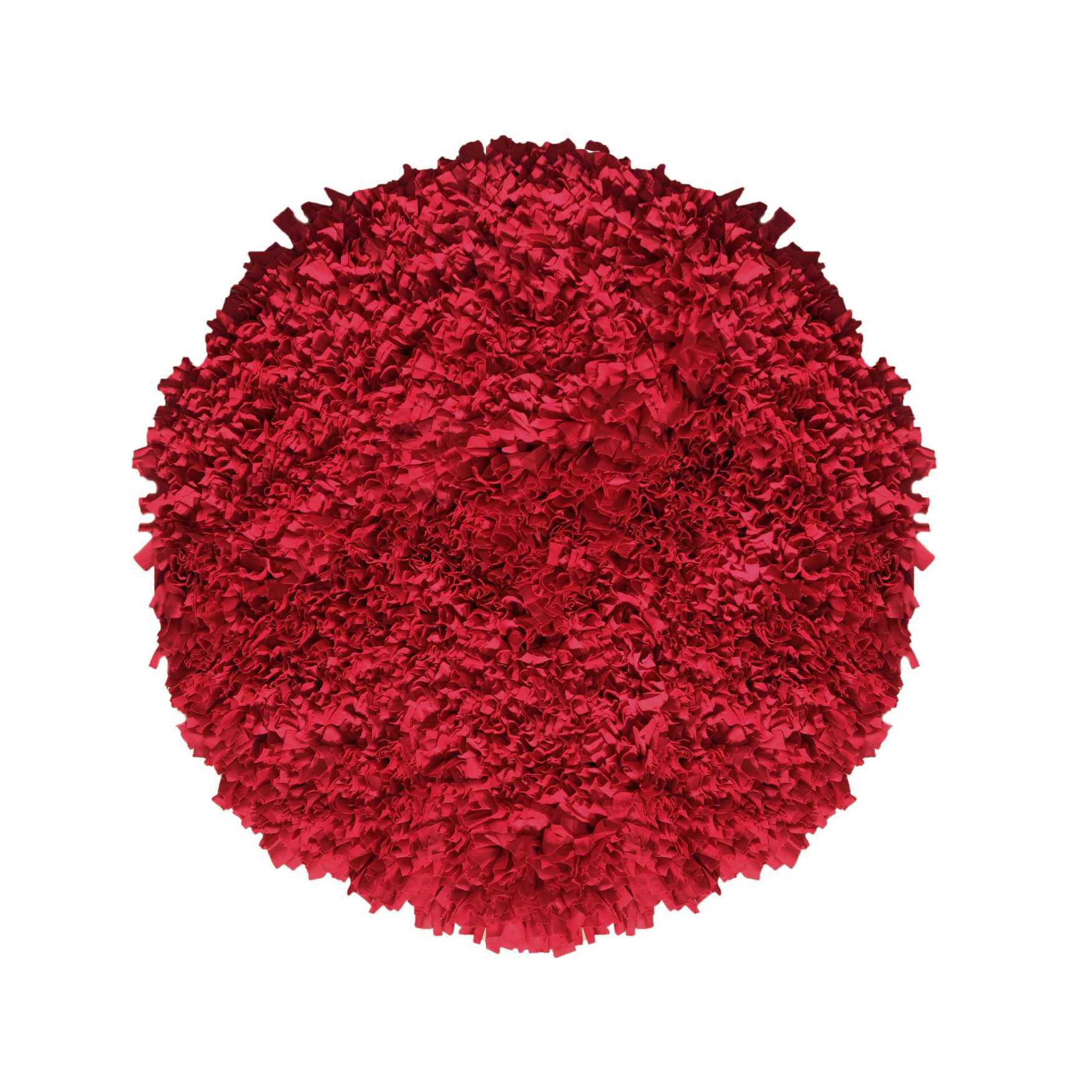Bella Premium Jersey Shaggy Round Area Rug, RED, hi-res image number 0